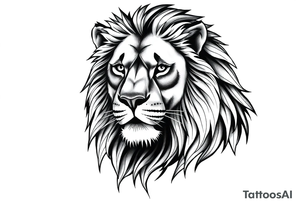 powerful majestic lion, close-up tattoo idea