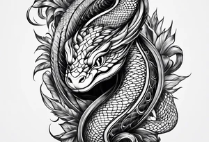 snake going around calf tattoo idea