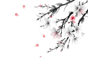 delicate cherry blossoms swirling in spring breeze with petals tattoo idea