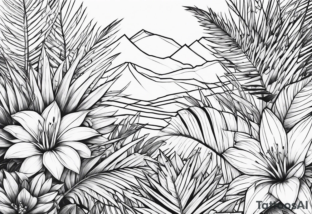 Jungle flowers tattoo idea