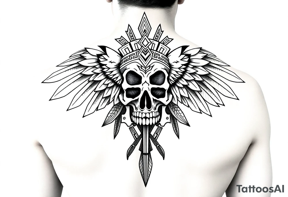Create a mexican Aztec tattoo with life and death as the theme tattoo idea