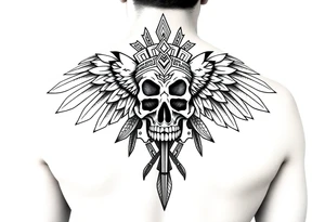 Create a mexican Aztec tattoo with life and death as the theme tattoo idea