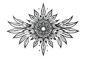 spiritual bold line feather indian mandala shaman tattoo idea