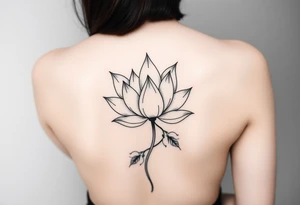 Lotus unalome with stems and leaves underboob tattoo idea