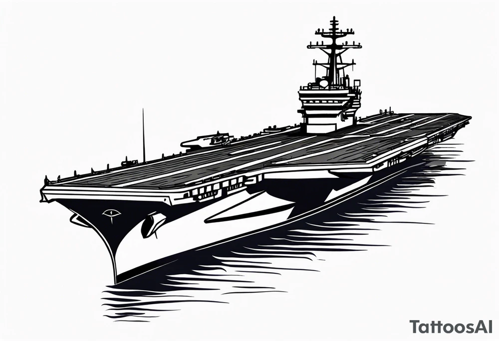 aircraft carrier front view tattoo idea