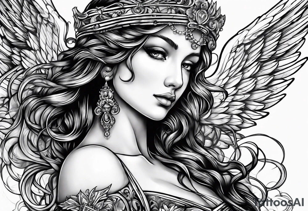 angel with pircings tattoo idea