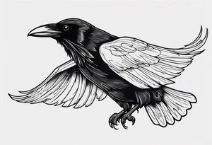 A flying raven on the chest tattoo idea