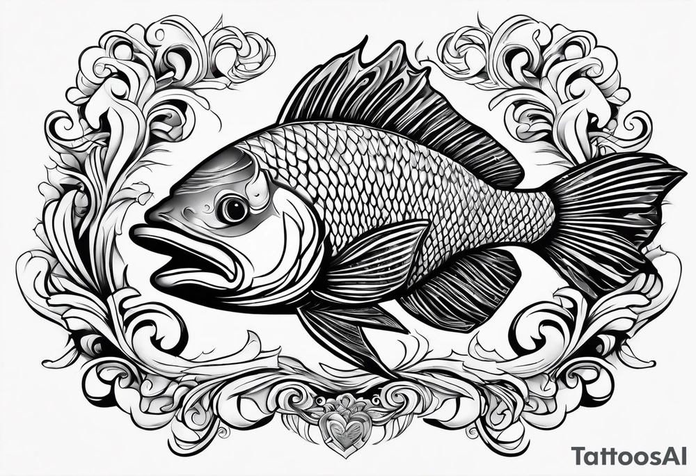 pescado adentro de un corazón tattoo idea