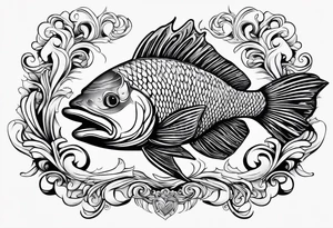 pescado adentro de un corazón tattoo idea