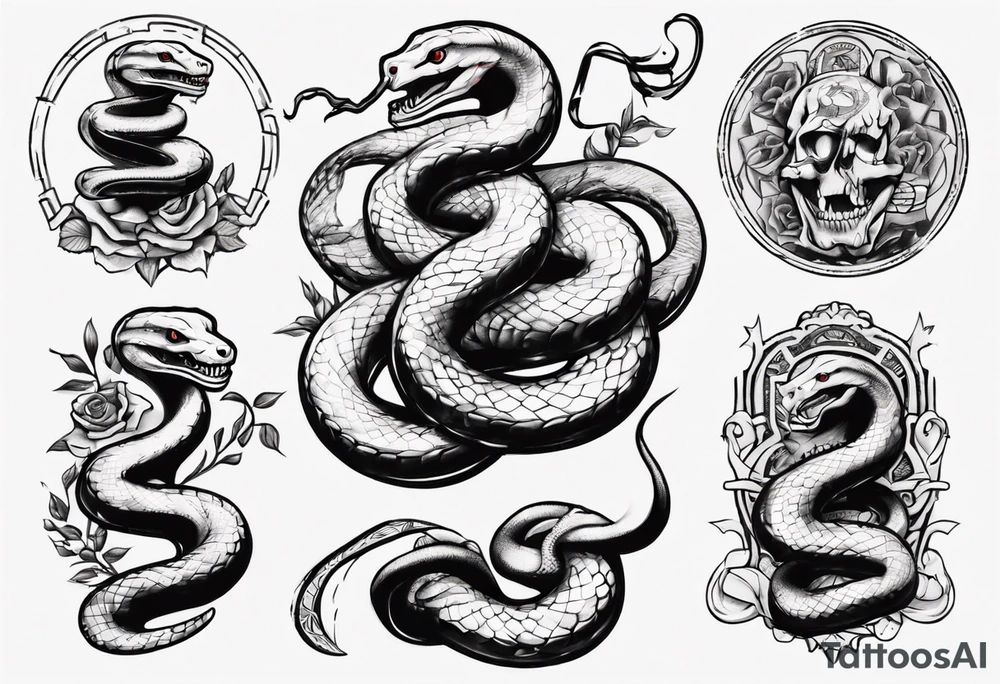 snake choking money tattoo idea