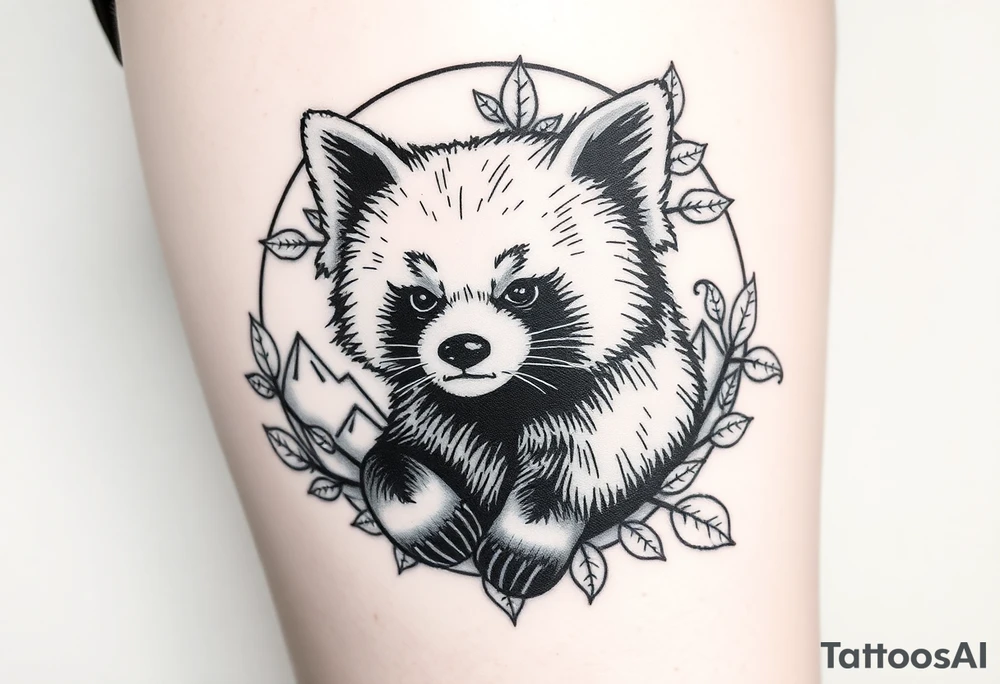 I’m after it being realistic and black and white with shading. For thigh

Having a red panda as the focal point.
The letters B and S incorporated.
Plus references to
Harry Potter
Winnie the pooh
Avengers
Wild swimming
Mountains
Mcfly

In the back ground, waves, leaves to bring it together… tattoo idea