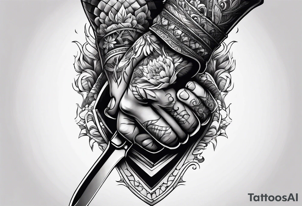 Two hands shaking with a knife going through them tattoo idea Two hands shaking with a knife going through them tattoo idea
