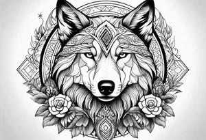 leader strong woman tree mushroom majestic hippie wolf tattoo idea