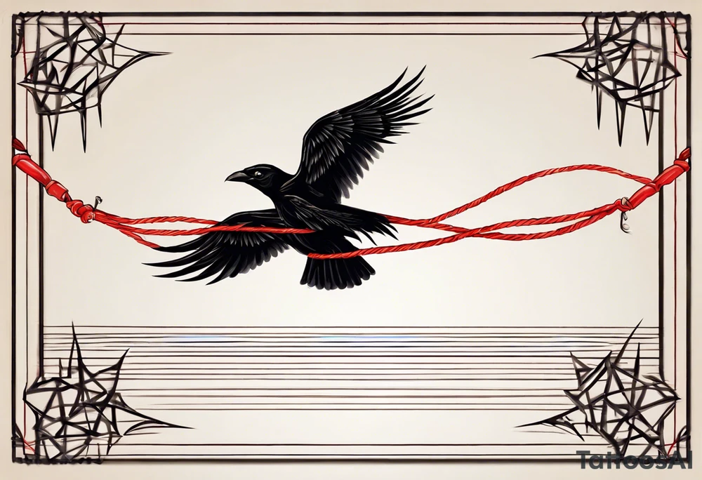 The two black crows at the end of the movie "Secret of NIHM" as they fly away into the sunset carrying some red string between them. tattoo idea