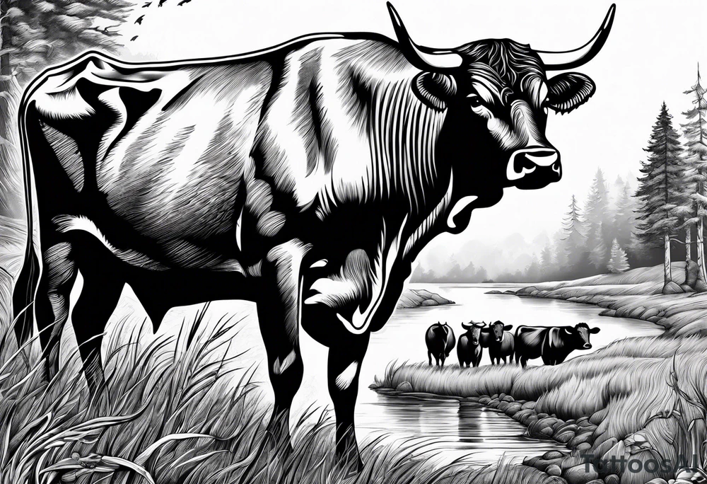 hunting and cows and bulls and fishing and love tattoo idea