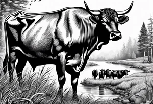 hunting and cows and bulls and fishing and love tattoo idea