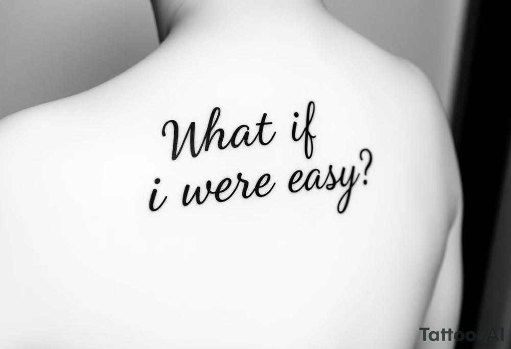 Want to get a reminder tattoo for the phrase "What if it were easy?" as a positive mindset shift I need to make. I am a female and looking at placing it in a spot I could see often like down the side of my right wrist. Maybe thought it could be easier/clearer if I used an abbreviation or acronym, but open to suggestions. tattoo idea