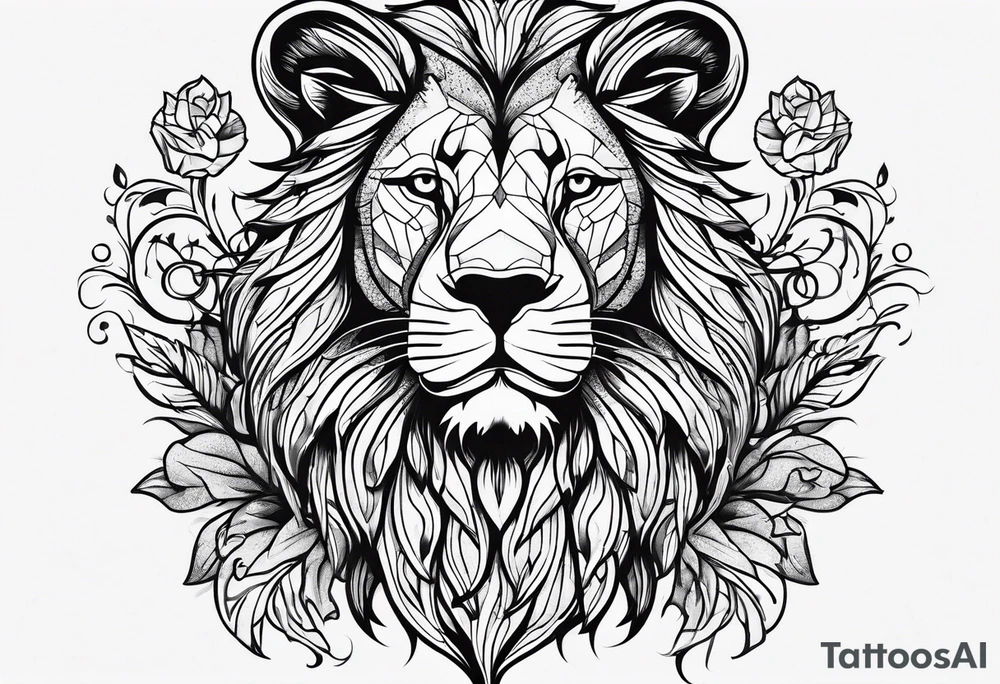 Man tattoo under the sign of a lion tattoo idea