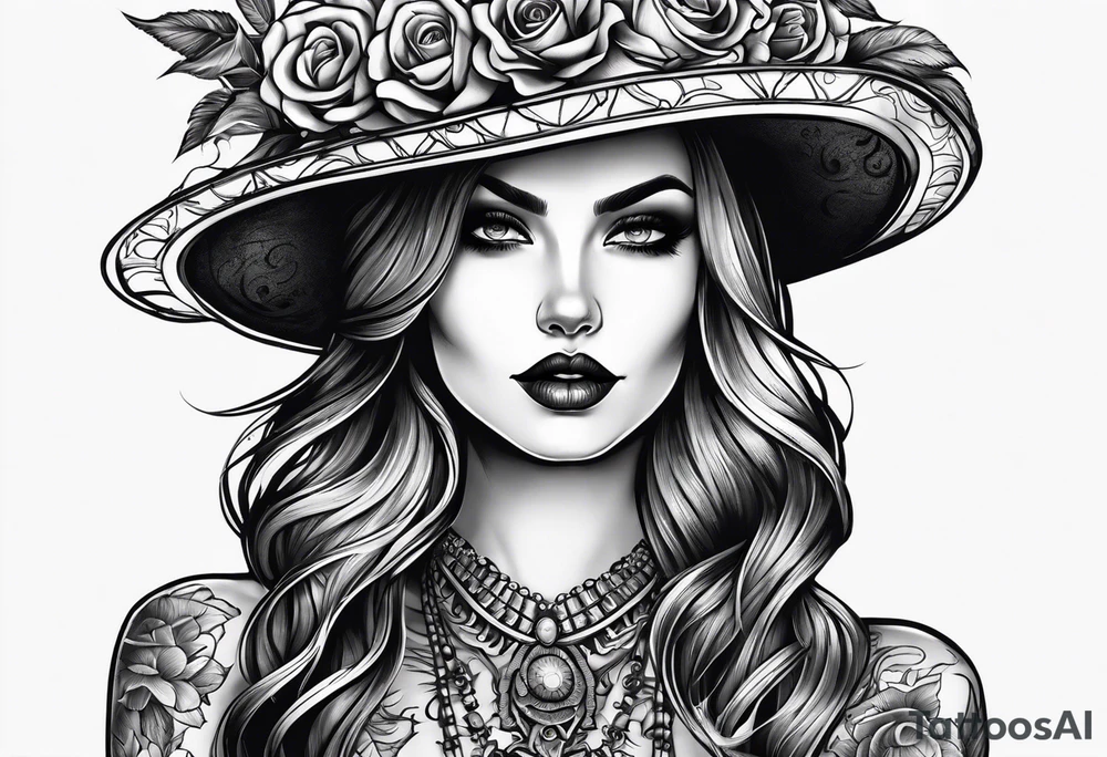 lady skeleton tattoo idea