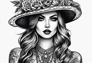 lady skeleton tattoo idea