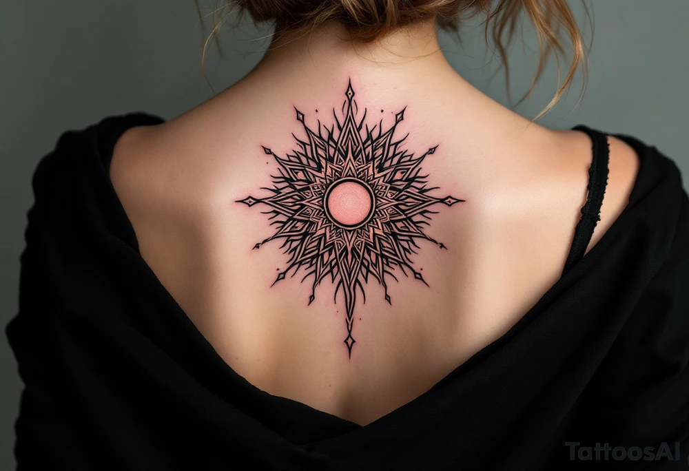 The soft blending of rose gold and black in this Celtic sun creates a feminine and fierce energy. tattoo idea
