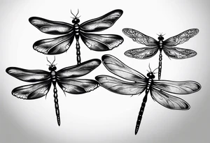 4 dragonflies flying together simple tattoo idea
