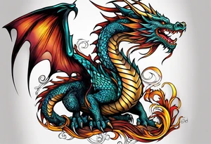 Colourful dragon tattoo idea