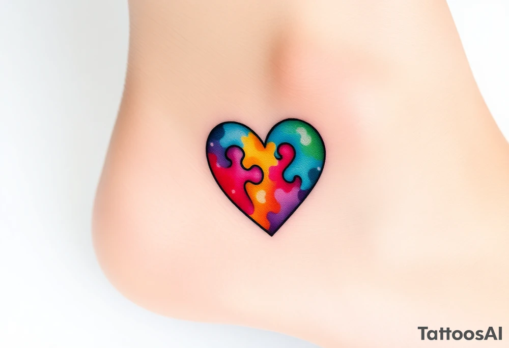 autism heart puzzle shape symbol tattoo idea