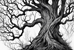 Leshy creepy trees tall tattoo idea