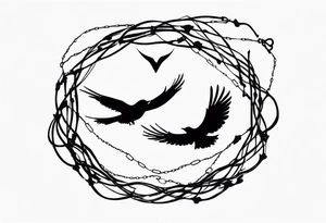 Broken chains with bird flying out tattoo idea