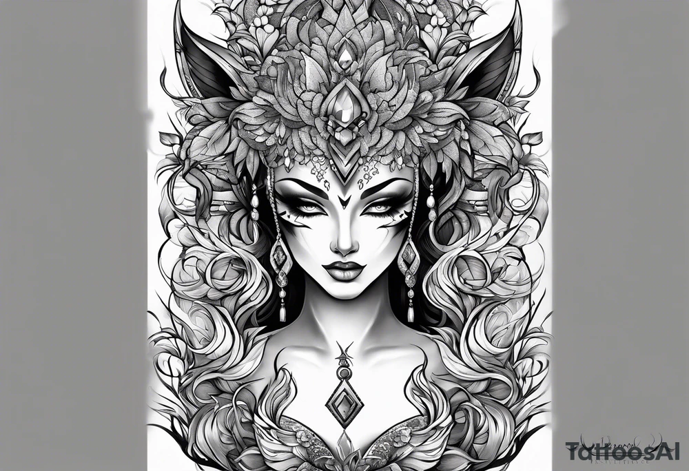 Démon renard tattoo idea