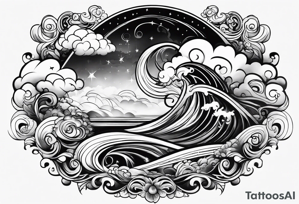 clouds, swirls tattoo idea