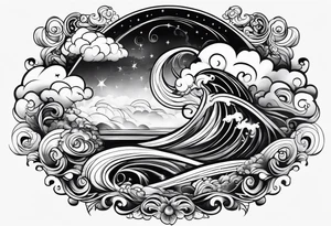 clouds, swirls tattoo idea