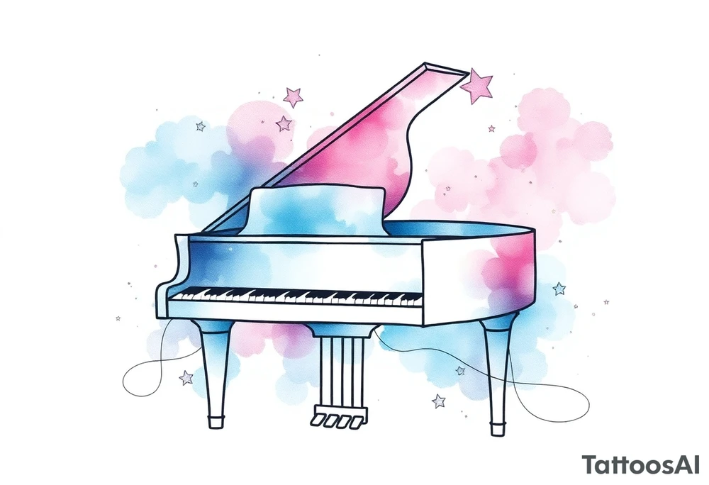 dreamy piano under the stars tattoo idea