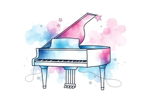 dreamy piano under the stars tattoo idea