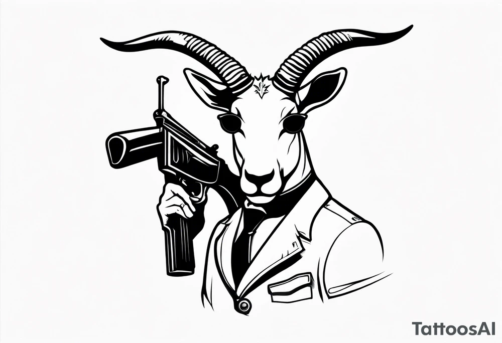 capricorn with sunglasses and shotgun tattoo idea