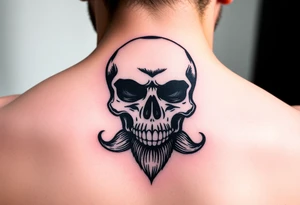 skull with mustache tattoo idea