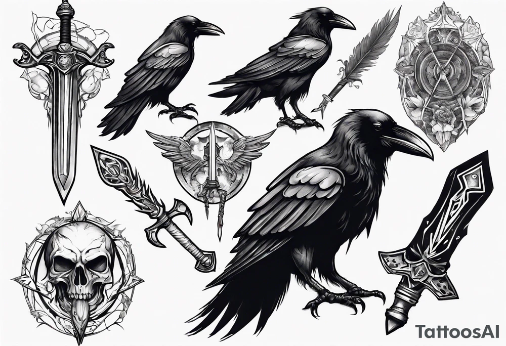 Raven with the sword tattoo idea