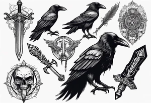 Raven with the sword tattoo idea