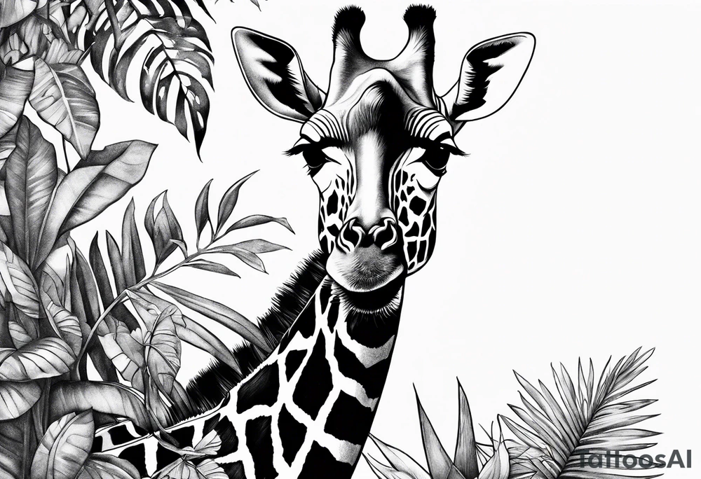 jungle giraffe tattoo idea