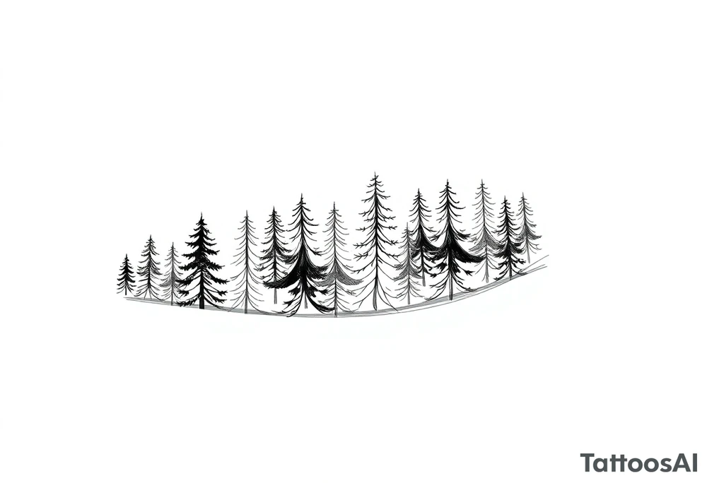 Coniferous forest tattoo sleeve black and gray tattoo idea