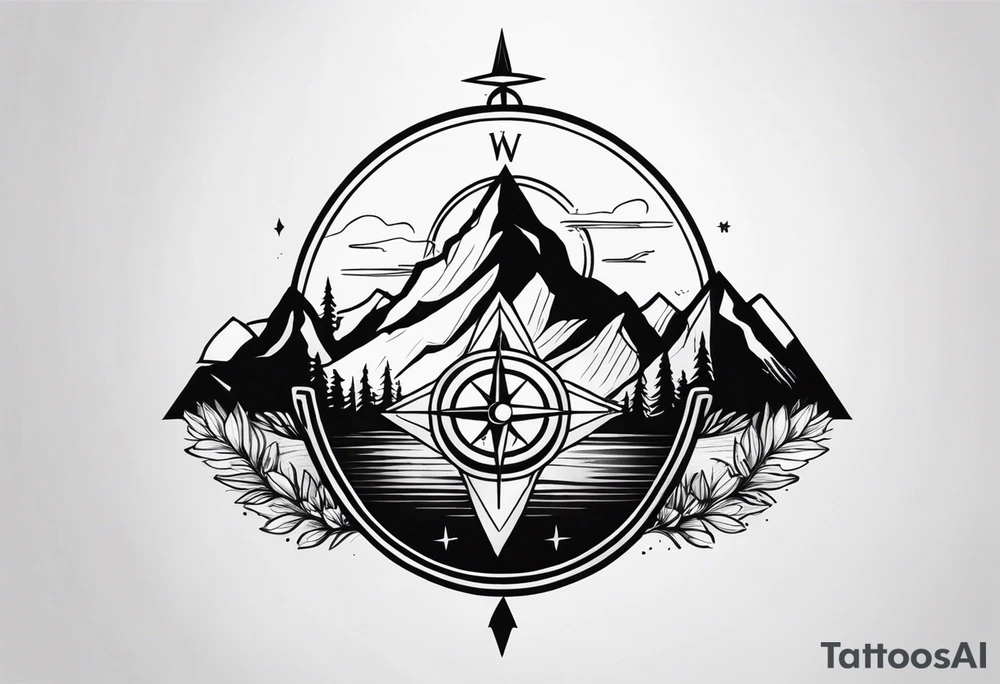 mountain and compass tattoo idea