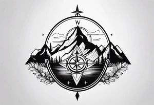 mountain and compass tattoo idea