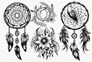 Phoenix floral dream catcher tattoo idea