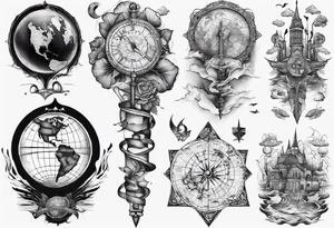 maps full arm tattoo idea