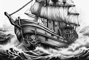 Kraken breaking boat. tattoo idea