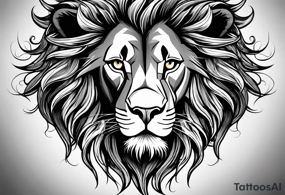 Lion with hair tattoo idea