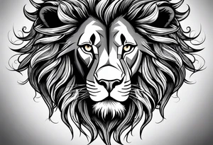 Lion with hair tattoo idea