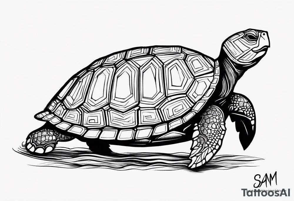 potawatomi turtle with the name sam incorporated into thje shell design tattoo idea