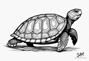 potawatomi turtle with the name sam incorporated into thje shell design tattoo idea